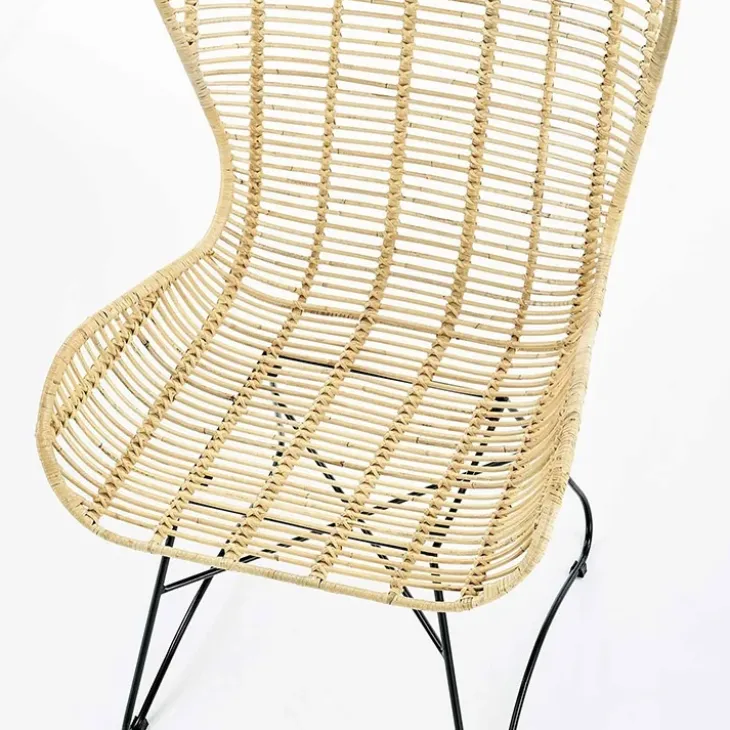 Poltrona da esterno in rattan beige nero Livia