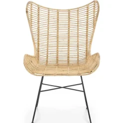 Poltrona da esterno in rattan beige nero Livia