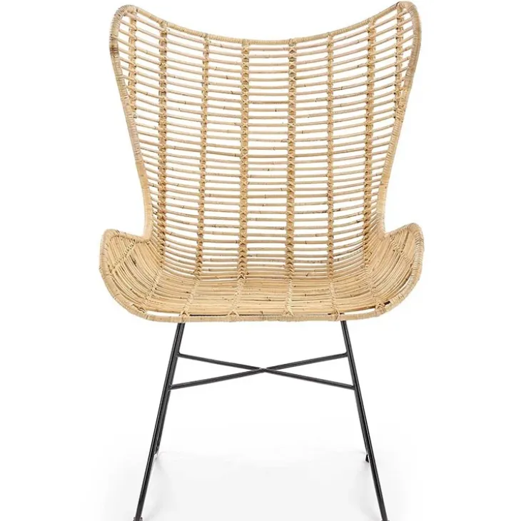 Poltrona da esterno in rattan beige nero Livia