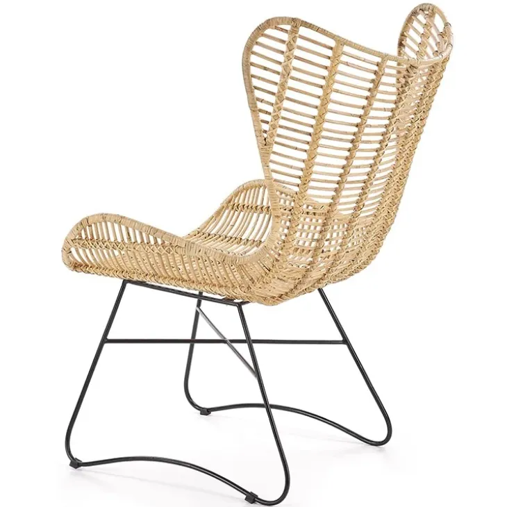 Poltrona da esterno in rattan beige nero Livia