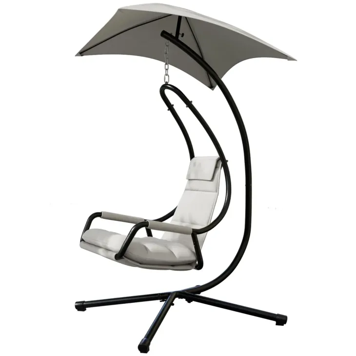 Poltrona da giardino a dondolo sospesa 103x212h cm nero grigio Onda