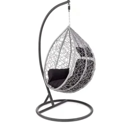 Poltrona da giardino a dondolo sospesa rattan grigio Seychelles