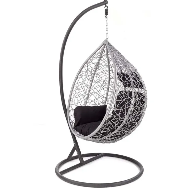 Poltrona da giardino a dondolo sospesa rattan grigio Seychelles