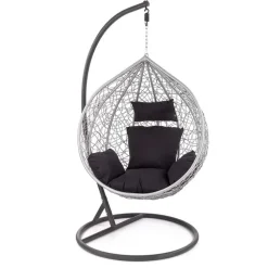 Poltrona da giardino a dondolo sospesa rattan grigio Seychelles