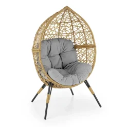 Poltrona da giardino in rattan grigio chiaro Pusan