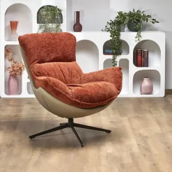 Poltrona design girevole effetto tobago ecopelle arancione beige Auckland