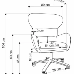 Poltrona design girevole imbottita in tessuto beige Mappy
