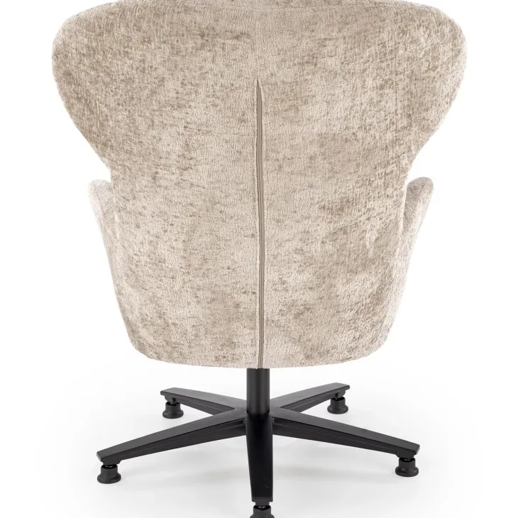 Poltrona design girevole imbottita in tessuto beige Mappy