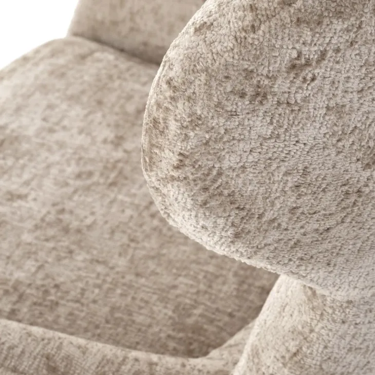 Poltrona design girevole imbottita in tessuto beige Mappy