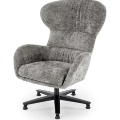 Poltrona design girevole imbottita in tessuto grigio Mappy