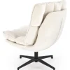 Poltrona design girevole imbottita in tessuto panna nero Montana