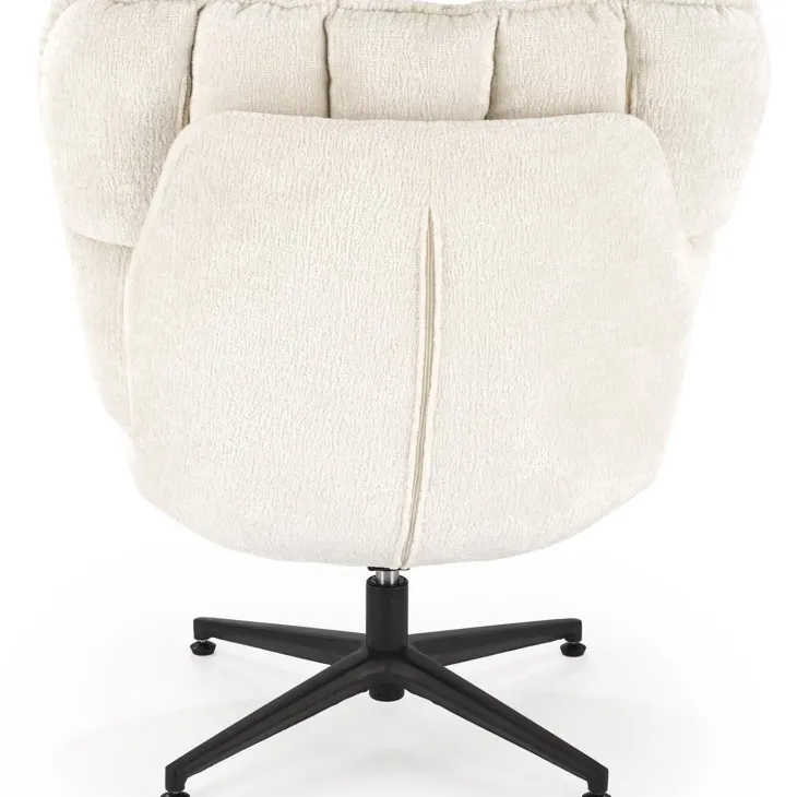 Poltrona design girevole imbottita in tessuto panna nero Montana