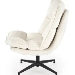 Poltrona design girevole imbottita in tessuto panna nero Montana
