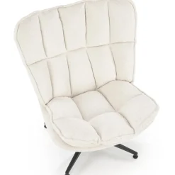 Poltrona design girevole imbottita in tessuto panna nero Montana