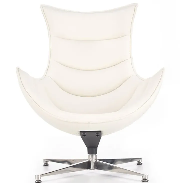 Poltrona design in ecopelle imbottita bianco Isotta
