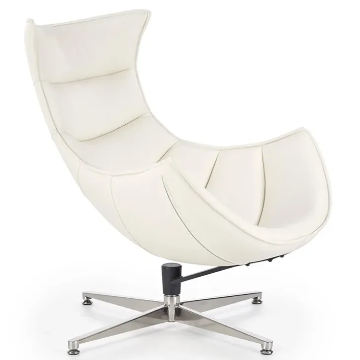 Poltrona design in ecopelle imbottita bianco Isotta