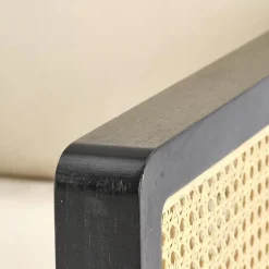 Poltrona design soggiorno in rattan naturale beige nero Niceto