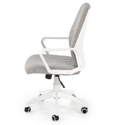 Poltrona design ufficio in tessuto beige bianco Nikki