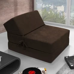 Poltrona divano letto pieghevole 90cm modulo singolo marrone Lorin