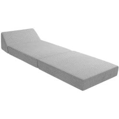 Poltrona divano letto pieghevole 90cm velluto a coste grigio Lorin