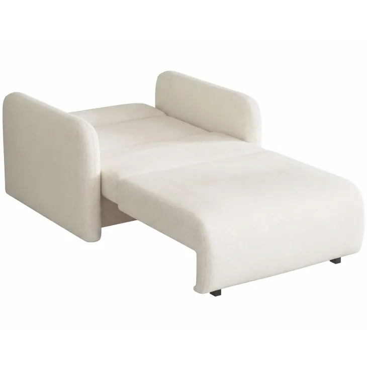 Poltrona divano letto 100x103 cm con contenitore e cuscino tessuto velo panna Reposa