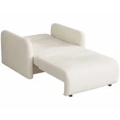 Poltrona divano letto 100x103 cm con contenitore e cuscino tessuto bouclé beige chiaro Reposa
