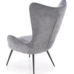 Poltrona imbottita design moderno in tessuto grigio nero Chantilly