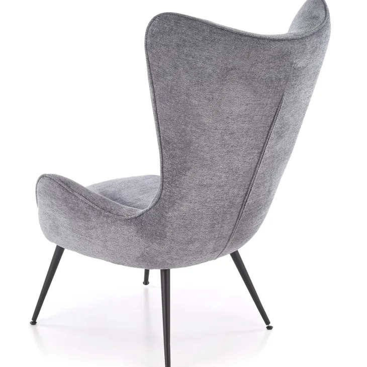 Poltrona imbottita design moderno in tessuto grigio nero Chantilly