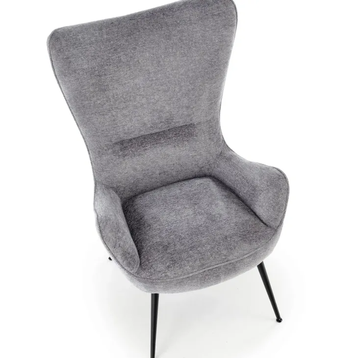 Poltrona imbottita design moderno in tessuto grigio nero Chantilly