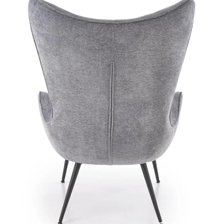 Poltrona imbottita design moderno in tessuto grigio nero Chantilly