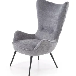 Poltrona imbottita design moderno in tessuto grigio nero Chantilly