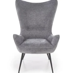 Poltrona imbottita design moderno in tessuto grigio nero Chantilly