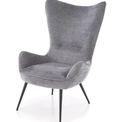 Poltrona imbottita design moderno in tessuto grigio nero Chantilly