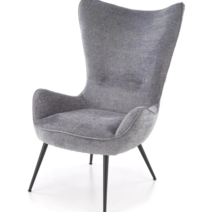 Poltrona imbottita design moderno in tessuto grigio nero Chantilly