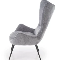 Poltrona imbottita design moderno in tessuto grigio nero Chantilly