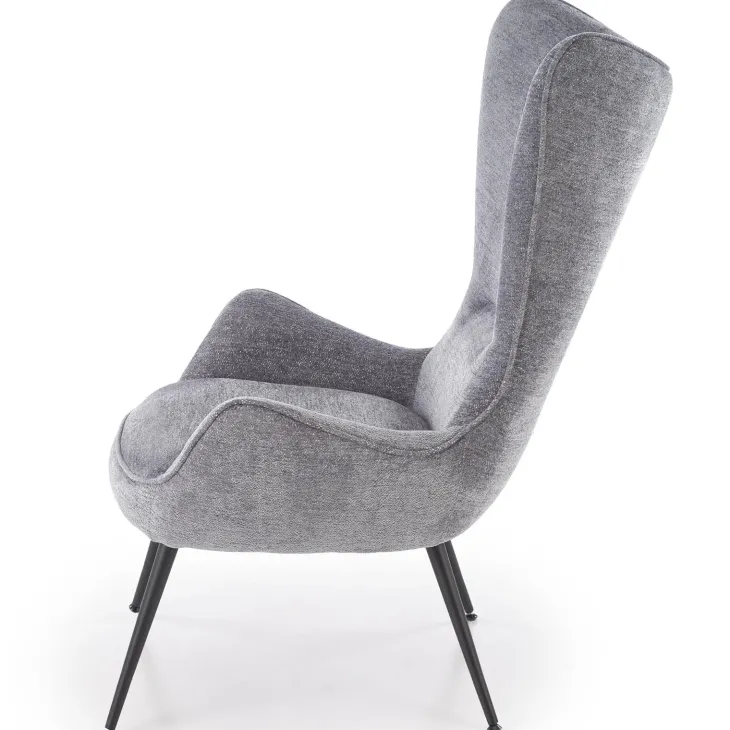 Poltrona imbottita design moderno in tessuto grigio nero Chantilly