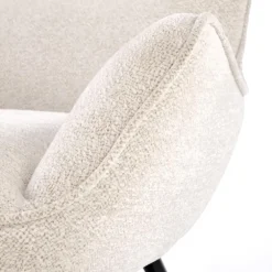 Poltrona imbottita design moderno in tessuto bianco panna nero Chantilly