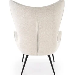 Poltrona imbottita design moderno in tessuto bianco panna nero Chantilly