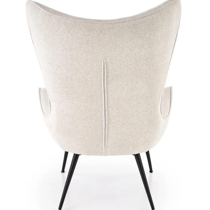 Poltrona imbottita design moderno in tessuto bianco panna nero Chantilly