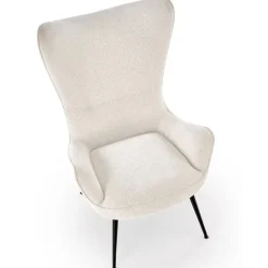 Poltrona imbottita design moderno in tessuto bianco panna nero Chantilly