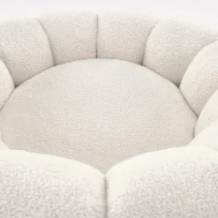 Poltrona imbottita in tessuto bouclé design moderno color crema Coccoluna