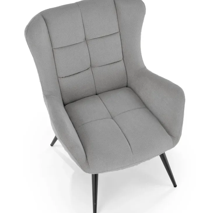 Poltrona imbottita in tessuto grigio nero Snooz
