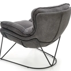 Poltrona imbottita in tessuto moderna grigio nero Quentin