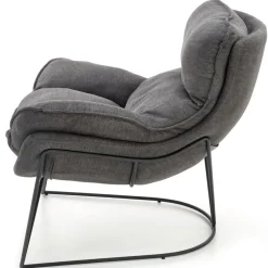 Poltrona imbottita in tessuto moderna grigio nero Quentin
