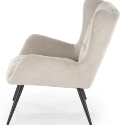 Poltrona imbottita in tessuto beige nero Snooz