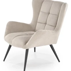 Poltrona imbottita in tessuto beige nero Snooz