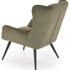 Poltrona imbottita in tessuto verde oliva nero Snooz