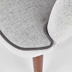 Poltrona imbottita in tessuto gambe in noce grigio Romina
