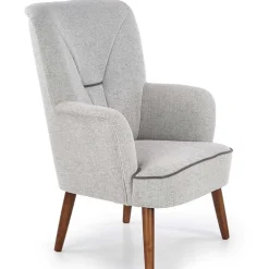 Poltrona imbottita in tessuto gambe in noce grigio Romina