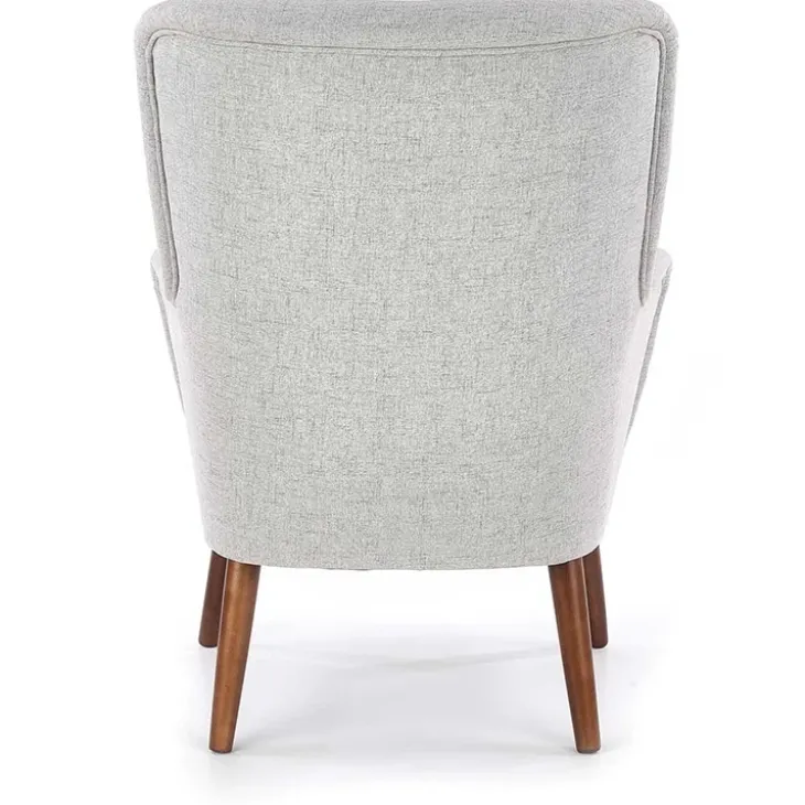 Poltrona imbottita in tessuto gambe in noce grigio Romina